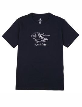 Camiseta Converse W Sneaker Logo Slim-Fit Negro