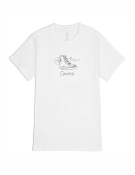 Camiseta Converse W Sneaker Logo Slim-Fit Blanco