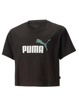Camiseta Puma Logo Cropped Niña Negro