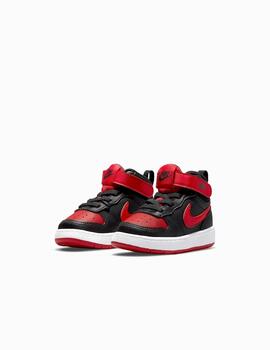 Zapatilla Nike TDV Court Borough Mid2 Negro/Rojo