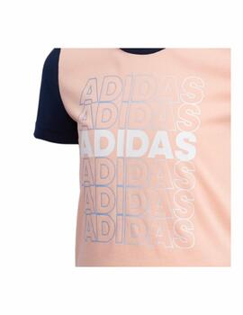 Camiseta Adidas Cot Tee Niña Rosa/ Azul