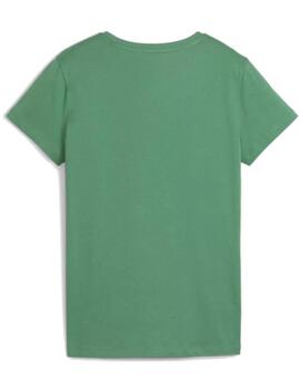 Camiseta Puma W ESS+ Script Verde/Blanco