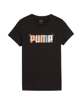 Camiseta Puma W ESS  Graphic Negra/Multicolor
