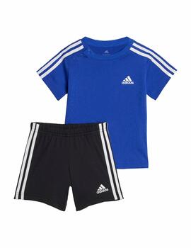 Conjunto Adidas Inf 3S Sport Azul/Negro