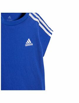 Conjunto Adidas Inf 3S Sport Azul/Negro