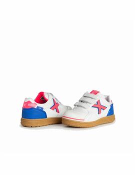 Zapatilla Munich G3 Kid VCO Indoor 381 Blanco/Fluo