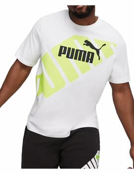 Camiseta Puma Power Graphic. Blanco-Lima