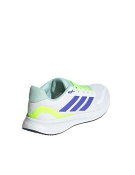 Zapatilla Adidas J RunFalcon 5 Blanco/Azul/Fluor