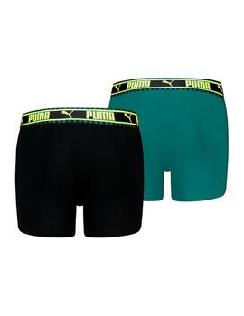 Boxer Puma Boys Dual Logo 2PK Negro/Verde