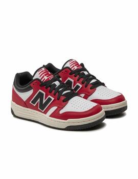 Zapatilla New Balance GS 480TT Blanco/Rojo/Negro