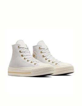 Zapatilla Converse Platform Alta Lona Gris/Oro