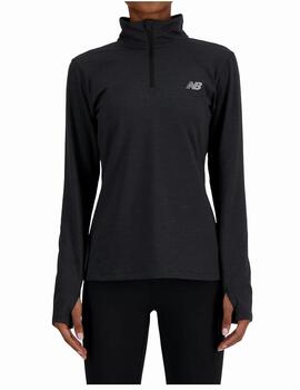 Camiseta NB W Sport Ess Space Dye Q Zip L/S Negro