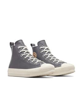 Zapatilla Converse Eva Plaform Alta Piel GS Gris