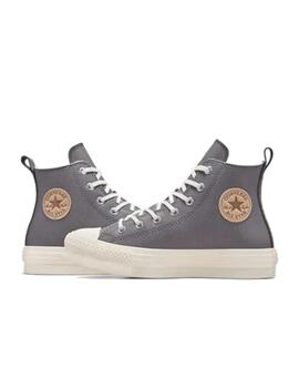 Zapatilla Converse Eva Plaform Alta Piel GS Gris