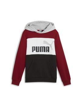 Sudadera Puma k Ess Block Hoodie Granate/Negro