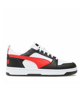 Zapatilla Puma Jr Rebound V6 Low Blanco/Rojo/Negro