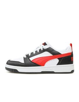 Zapatilla Puma Jr Rebound V6 Low Blanco/Rojo/Negro