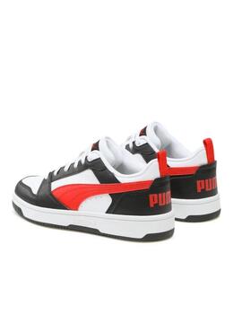 Zapatilla Puma Jr Rebound V6 Low Blanco/Rojo/Negro