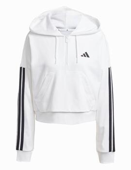 Sudadera Adidas W 3S FT QZ Blanco/Negro