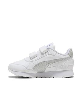 Zapatilla Puma K ST Runner v4 Glitter Blanco/Plata