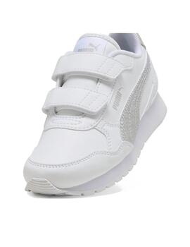 Zapatilla Puma K ST Runner v4 Glitter Blanco/Plata