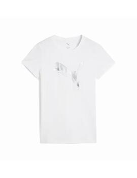 Camiseta Puma W Ess Metallic Tee Blanca