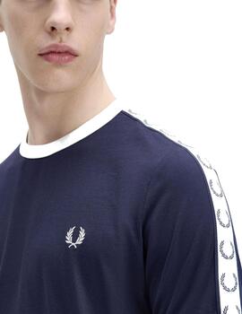 Camiseta Fred Perry M Taped Ringer Azul para hombre