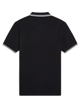 Polo Fred Perry M Twin Tipped Negro y blanco para hombre