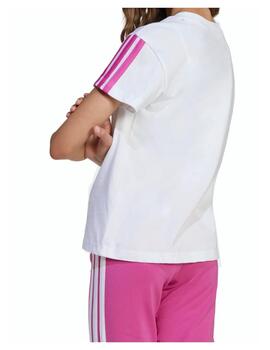 Camiseta Adidas JG 3S 160 Blanco/Rosa