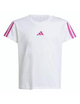 Camiseta Adidas JG 3S 160 Blanco/Rosa