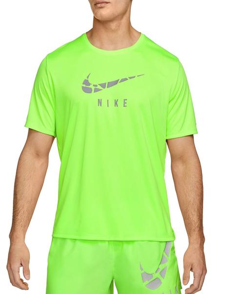 Ondas en términos de fluctuar Camiseta Nike DF Run DVN Cre GX Verde Reflective