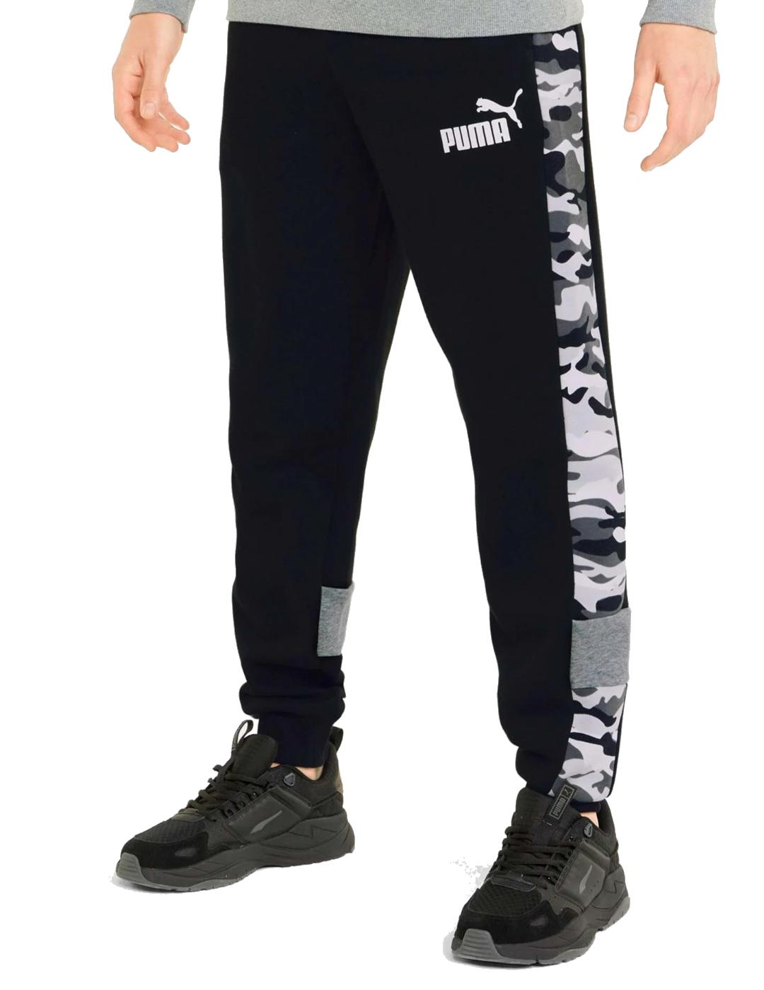 PUMA - Pantalón jogger negro Essentials Slim Hombre